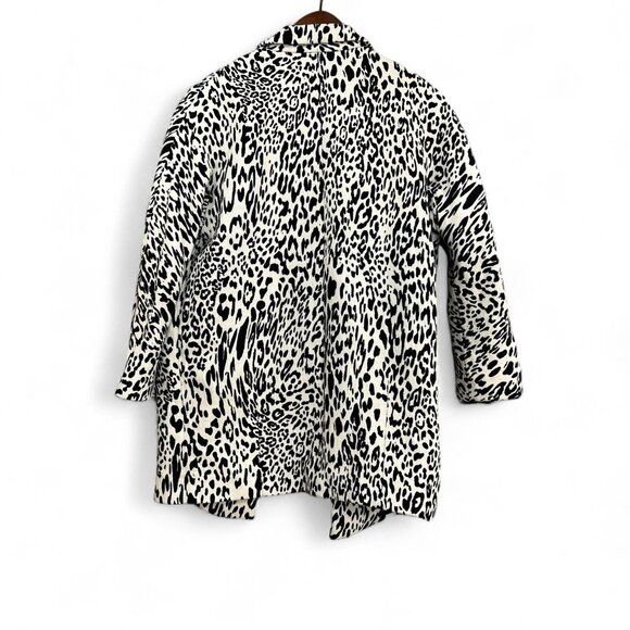 ZARA Womens Coat Jacket Small Leopard Print Black/White Single Buttoned Preppy - Picture 2 of 16
